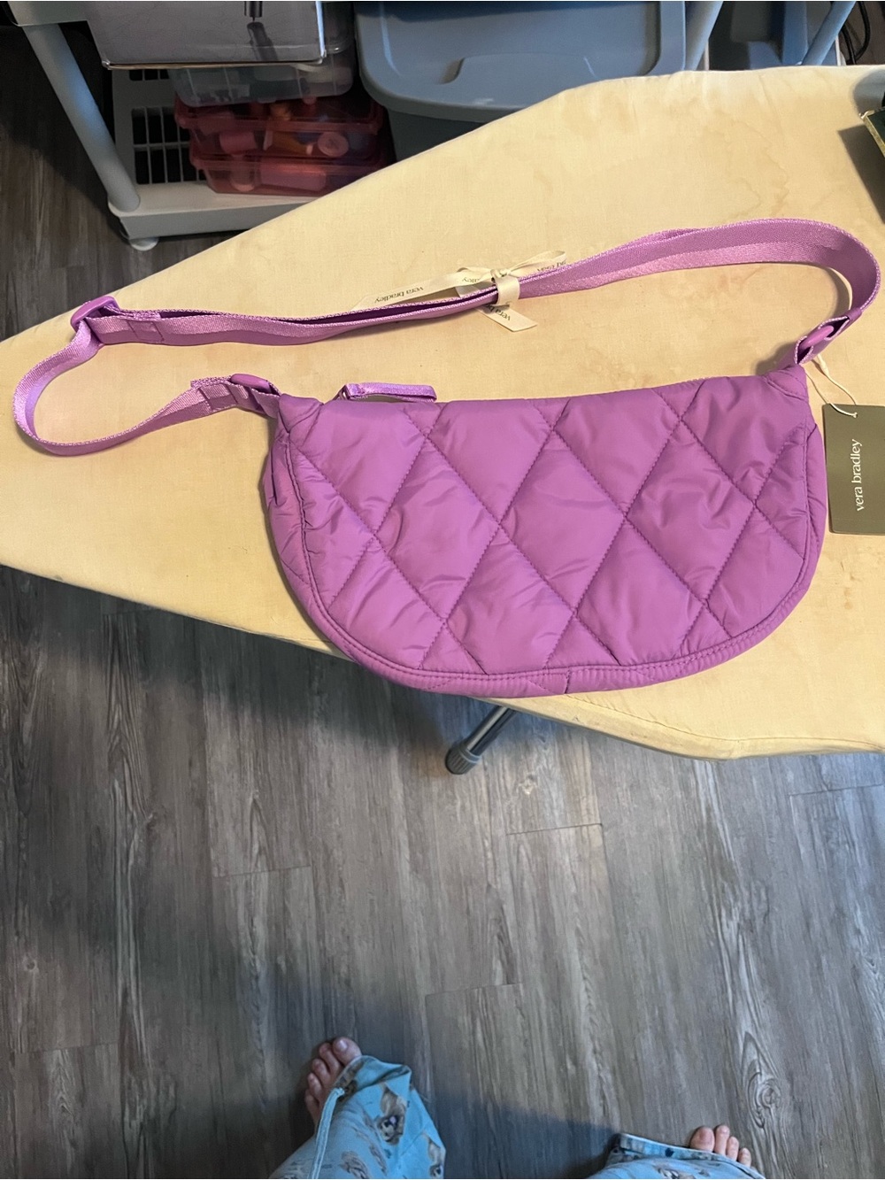 Vera Bradley Quilted Half-Moon Crossbody — Purple